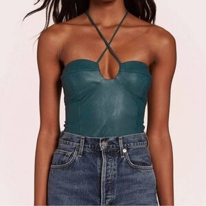 Amanda Uprichard Greca Bodysuit in Pine